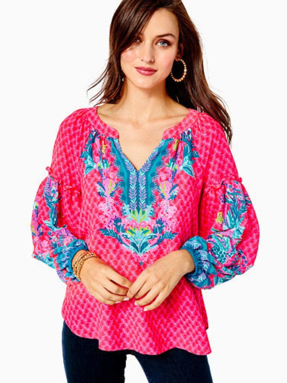 Lilly Pulitzer beautiful pink top size large  Zaid Top